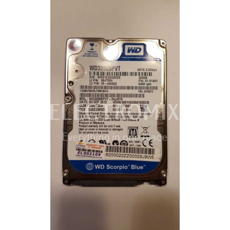 WD HDD WD3200BPVT 320GB SATA 3Gbps EL2109 S4