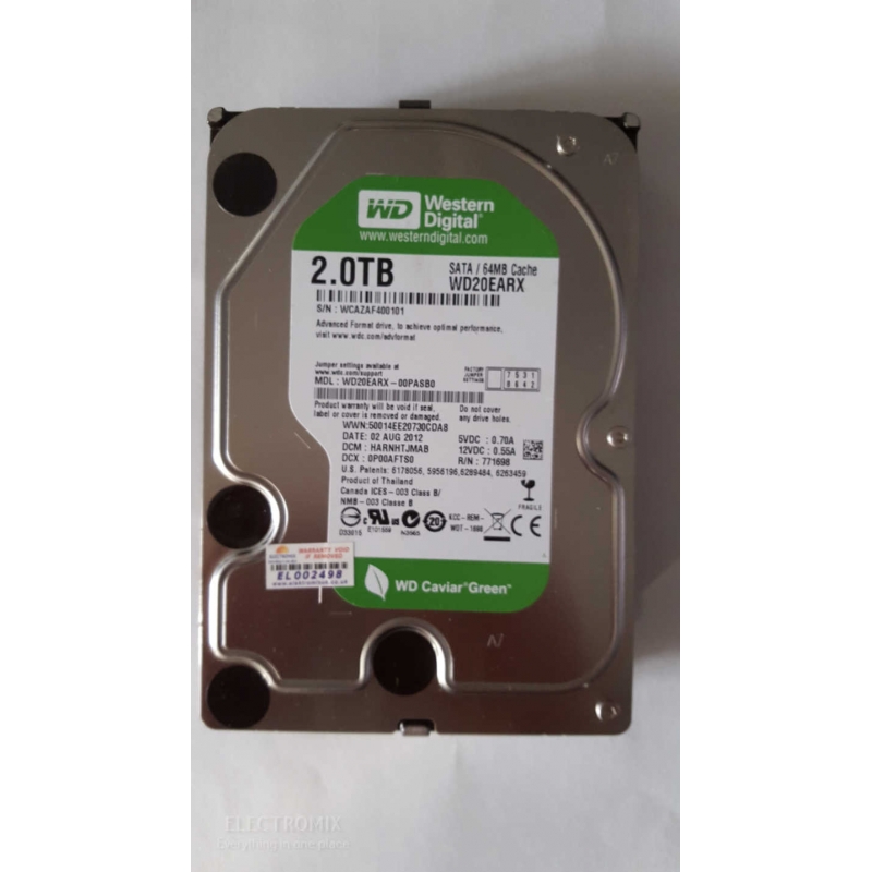 Western Digital WD20EARX-00PASB0 2TB SATA 3.5" Hard Drive EL2498 SM6