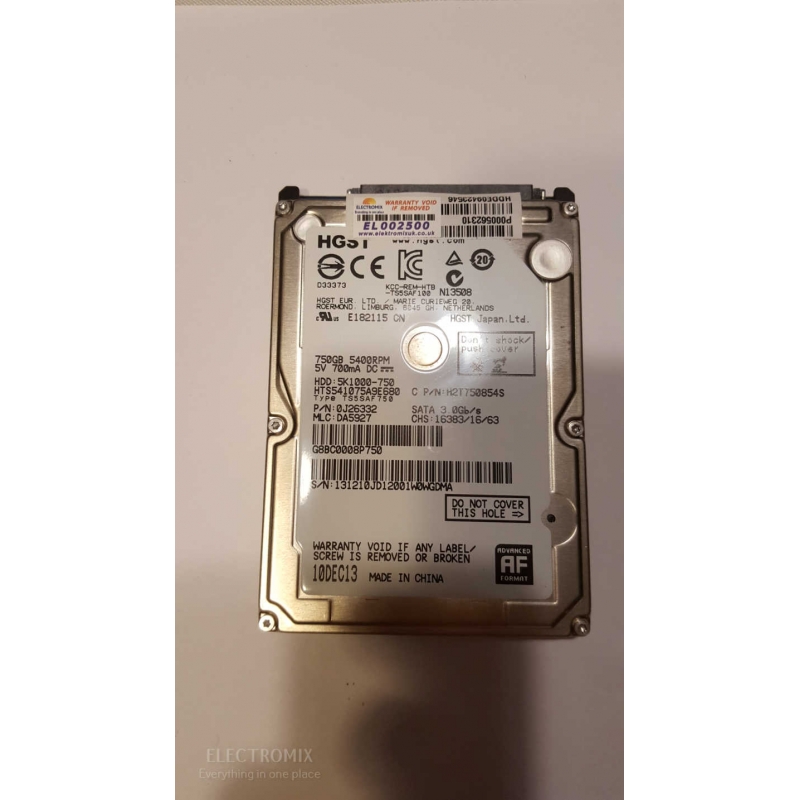 HGST HDD 5K1000-750 750GB 6GB/s 5400 RPM 8MB EL2500 J4